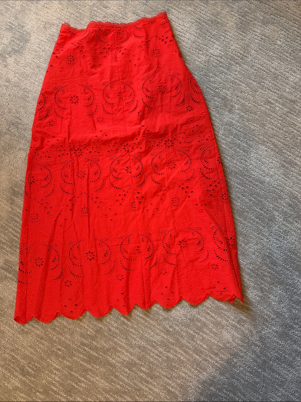 H&M Red Eyelet Maxi Skirt